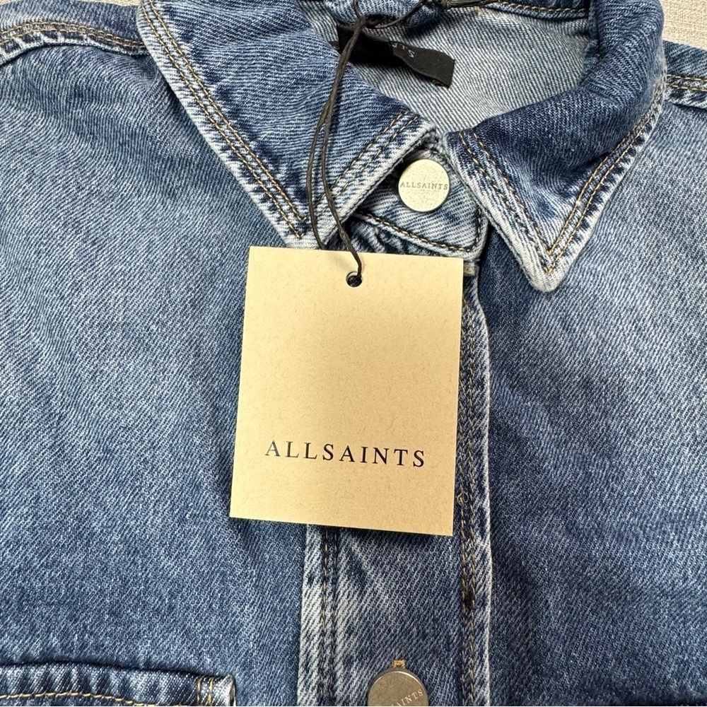 NWT New $269 AllSaints Faye Blue Oversized Denim Dress In Mid Indigo Size M - Picture 7 of 11